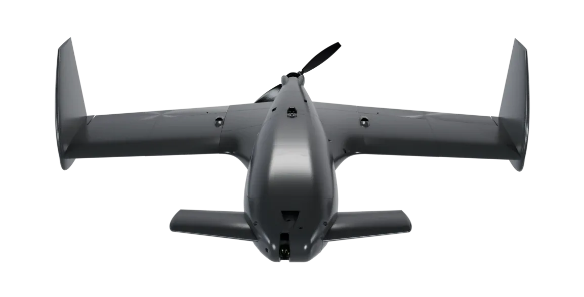 Render of the APUS fixed-wing interceptor drone