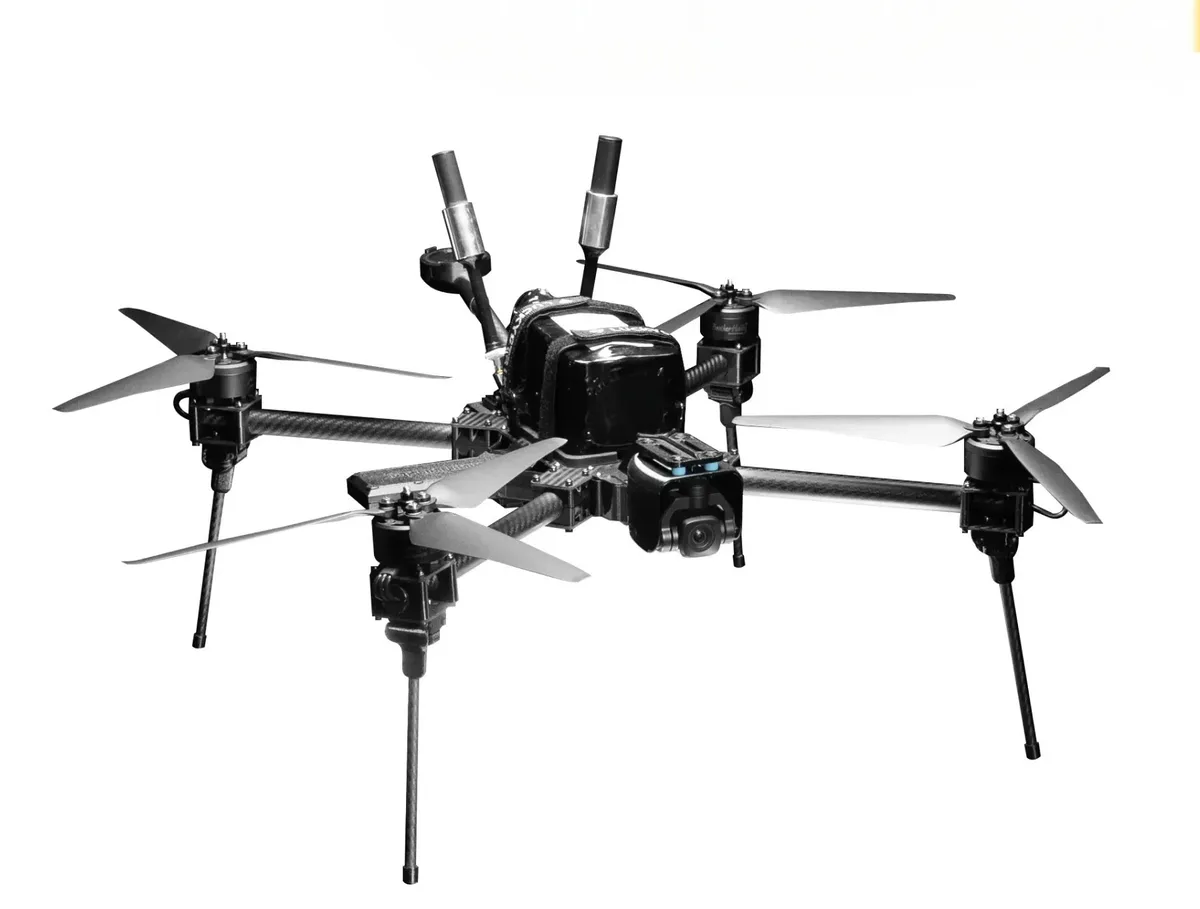 Lucky Strike-2.1 reconnaissance quadcopter on a white background