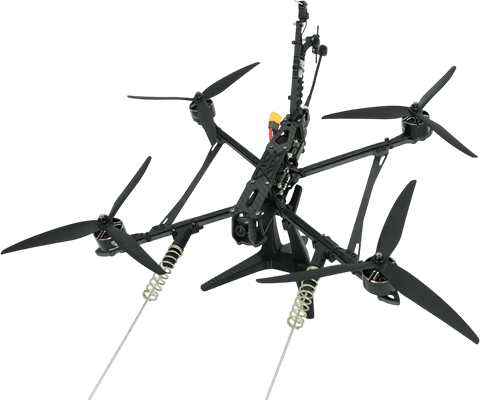 Sting interceptor FPV drone airframe on a plain background